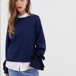J.Crew Tie-sleeve sweatshirt NAVY